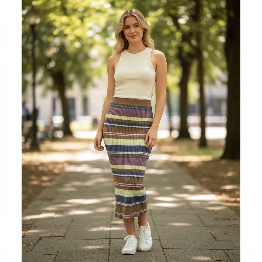 Womens Roxy‎ Multicolored Knitted Style Long Skirt (Size S)